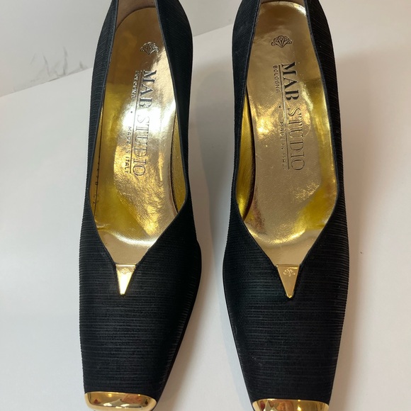 WOMENS MAB STUDIO MADE IN ITALY BOLOGNA BLACK PUMPS SZ AAAA 7 1/2 - Picture 2 of 7